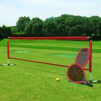 Rexco Garden Tennis Set with Rackets Ball Net & Stand Outdoor Game in Red
