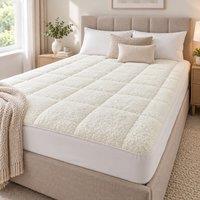 Gr8 Home Super Soft Teddy Mattress Topper Enhancer Bedding in White | Size: Double