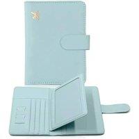 NESTLUNE Blue Card Holder Leather RFID Wallet Passport Holder Passport Bag