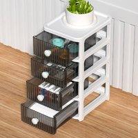 FORGEVIO 4 Tier Plastic Drawers Storage Unit in White
