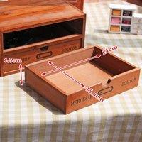 FORGEVIO 1 Tier-24.5X17.5X6.5cm Vintage Wooden Drawers Storage Organiser in Brown | Size: 24.5X17.5X6.5 cm