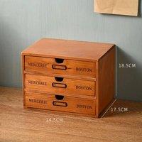 FORGEVIO 3 Tier-24.5X17.5X18.5cmVintage Wooden Drawers Storage Organiser in Brown | Size: 24.5X17.5X18.5 cm