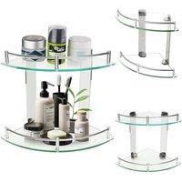 FORGEVIO L-25x25cm 2 Tier Bathroom Corner Shelf Shelve in Clear | Size: 25x25 cm