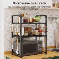 FORGEVIO 3 Tier Microwave Oven Rack Stand in Black