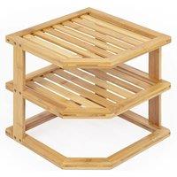 FORGEVIO Corner Shelf Shelves Unit 3 Tier, Cupboard Organiser in Natural
