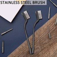 FLAVORA 10Pcs Small Stainless Steel Wire Brush Set DIY in Black