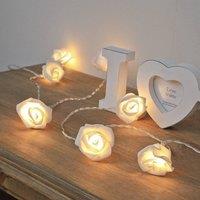 FLAVORA 4m White Rose Flower LED Clear Cable Bedroom Indoor