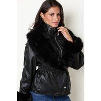 Blue Vanilla Women's Elasticated Waist Black Long Sleeve Collar Jacket | Size: Medium