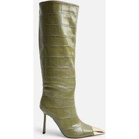 Public Desire Women's Radiate Green Croc Knee High Boot | Size: 3
