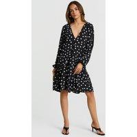 Faia Women's Black Polka Dot Smock Dress | Size: Medium