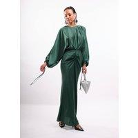 Faia Women's Modest Balloon Sleeve Maxi Dress in Emerald | Size: Small