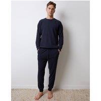 threadbare Men's Waffle Textured Fleece Loungewear Set in Navy | Size: Large