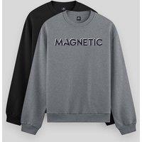 Tommy Life Men's Printed Crew Neck Sweatshirt in Grey | Size: 2XL