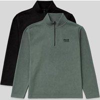Tommy Life Men's Half-Zip Plush Sweatshirt in Khaki | Size: Small