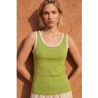 Roman Women's Cotton Ric Rac Trim Vest in Olive | Size: 10