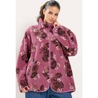 Yours Women's Rose Print Borg Fleece in Pink | Size: 18