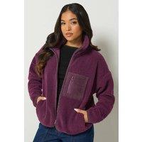 PixieGirl Women's Petite Zip Fleece Jacket in Plum | Size: 18