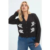 Yours Women's Sequin Ghost Cardigan in Black | Size: 26-28