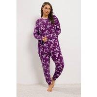 Yours Women's Soft Touch Bow Pyjama Set in Purple | Size: 10-12