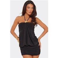 EGO Women's Blouson Style Strappy Mini Dress in Black | Size: 6