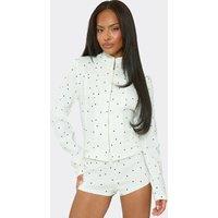 EGO Women's Long Sleeve Zip Polka Dot Jacket in White | Size: 8