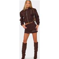 EGO Women's Wool Look Low Rise Mini Skirt in Chocolate | Size: 6