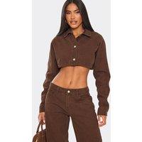 EGO Women's Long Sleeve Denim Cropped Jacket in Chocolate | Size: 10