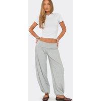 EGO Women's Wide Leg Foldover Waist Joggers in Light Grey | Size: 8