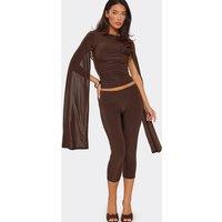 EGO Women's Capri Slinky Low Rise Trousers in Chocolate | Size: 12