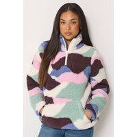 M&Co Women's Petite Abstract Print Half Zip Fleece | Size: 16
