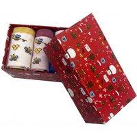 Vellin Women's Bee Happy 3 Pack Bamboo Socks with Optional Gift Box in Red