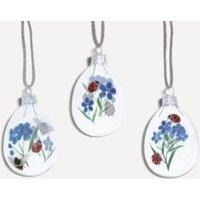 Stella Graham Set of 3 Glass Hanging Egg Decorations with Natural Twine | Size: 3 Pack