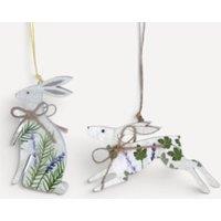 Stella Graham Set of 2 Wooden Rabbit Hanging Easter Decorations in Natural | Size: 2 Pack