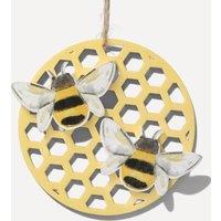Stella Graham Wooden Bee & Honeycomb Hanging Decoration, Wood, One Size, Ornament in Yellow