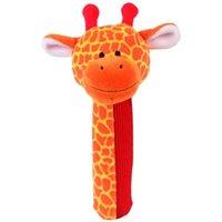 Fiesta Crafts Giraffe Squeakaboo Squeaker Toy Rattle in Orange