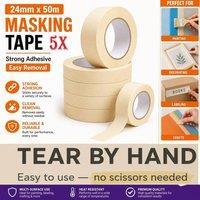 ATEK Masking Tape 24mm x 50m Strong Adhesive Painter's Tape for Multi Surface Use - Easy Removal No Residue Decorating Tape for Walls in Cream