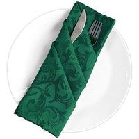 Neel Blue Damask Scrolled Leaves Pattern Polyester Napkin in Green