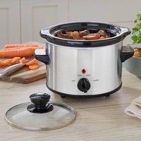 Basilico 1.5L Slow Cooker, H19cm x W20.5cm x D24.5cm in Metallic Silver