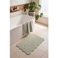 Allure Bath Fashions Gracie Floral Jacquard Scalloped Bath Mat in Green