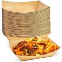 ECONX 50 X Small Kraft Food Trays Paper Plates Oil Proof Takeaway Food Boxes in Brown