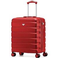 Flight Knight Lightweight Travel Suitcase 56x45x25cm|Hard Shell Carry On Luggage in Red | Size: Cabin