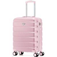 Flight Knight Lightweight Travel Suitcase 55x40x20cm | Hard Shell Carry On Luggage in Light Pink | Size: Cabin