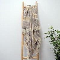 Allure Bath Fashions Savannah Herringbone Throw Blanket in Natural | Size: 125 cm x 150 cm