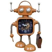 Gifts Direct 2 U Industrial Orange Small Briefcase Robot Quartz Shelf Clock in Burnt Orange
