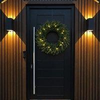 Outdoor Living 60cm Premium Mixed branch prelit Green Wreath - with timer