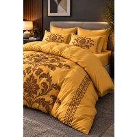 Lazzaro Home Premium Microfiber Gold Satin Silk Damask Cover Set Reversible | Size: Single