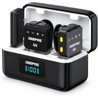 Geepas Digital Wireless Lavalier Microphone for iPhone Android Dual Set in Black