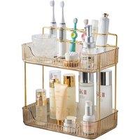 Kelvenix 2 Tier Cosmetic Makeup Holder Storage Shelf in Gold | Size: 0.6m2