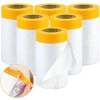 Kelvenix Pre-taped Masking Paper Car Painter Spray Paint Protect Film Dustproof in Yellow | Size: 10000mm x 520mm