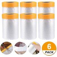 EONLION 6 Rolls Masking Film Masking Tape Roll in Clear | Size: 10000mm x 520mm